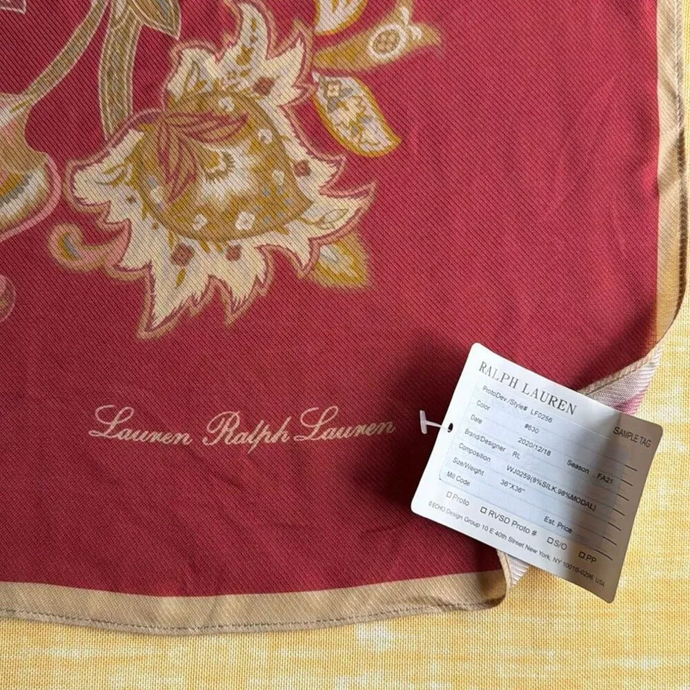 Lauren Ralph Lauren Silk Blend Scarf 36” Square Gold